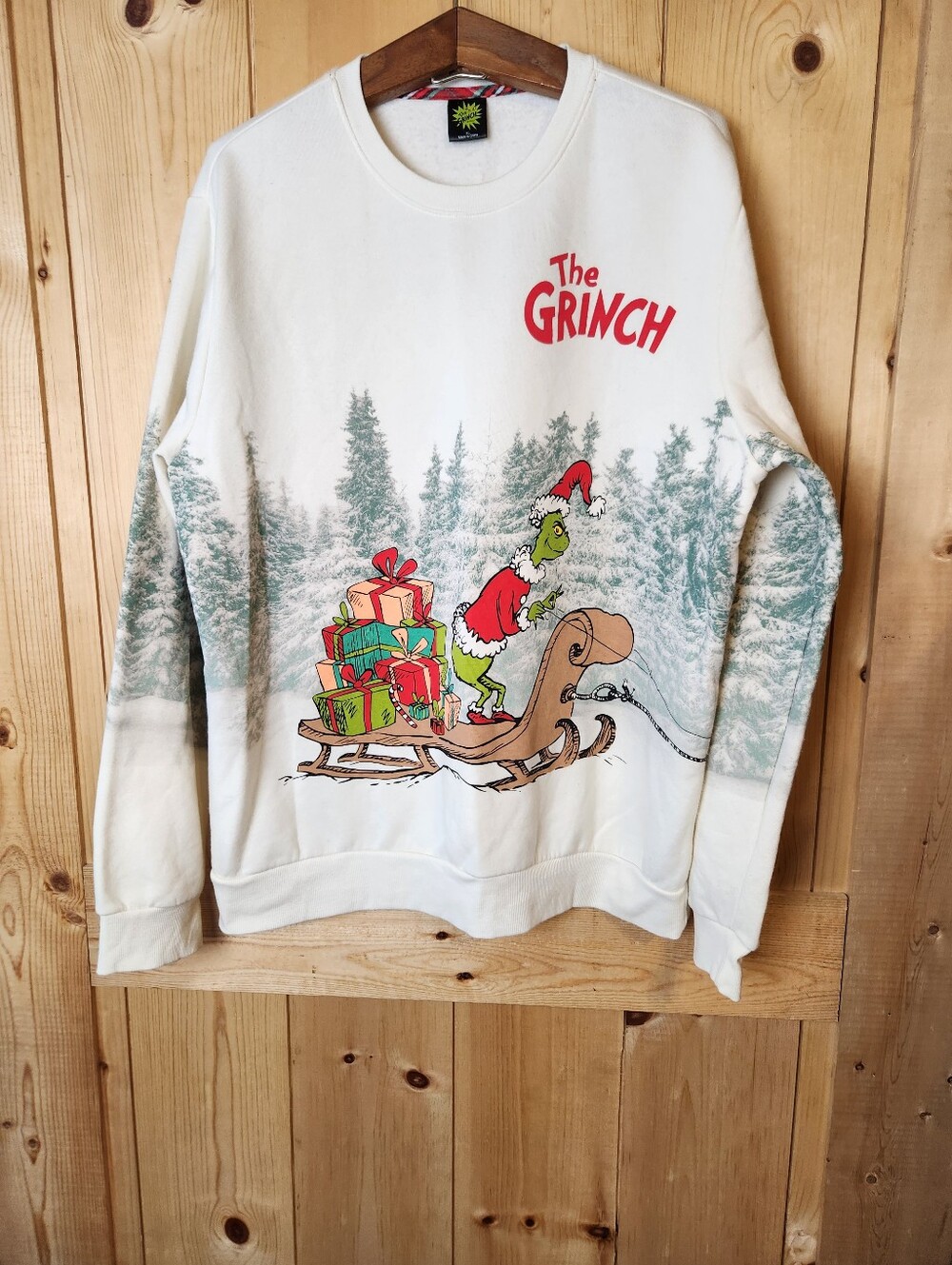 Dr Seuss The Grinch Crewneck Christmas Graphic Sleigh Tree Presents Sweatshirt